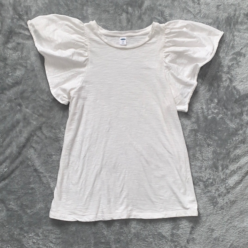 NWOT Old Navy White Ruffle Statement Sleeve Top